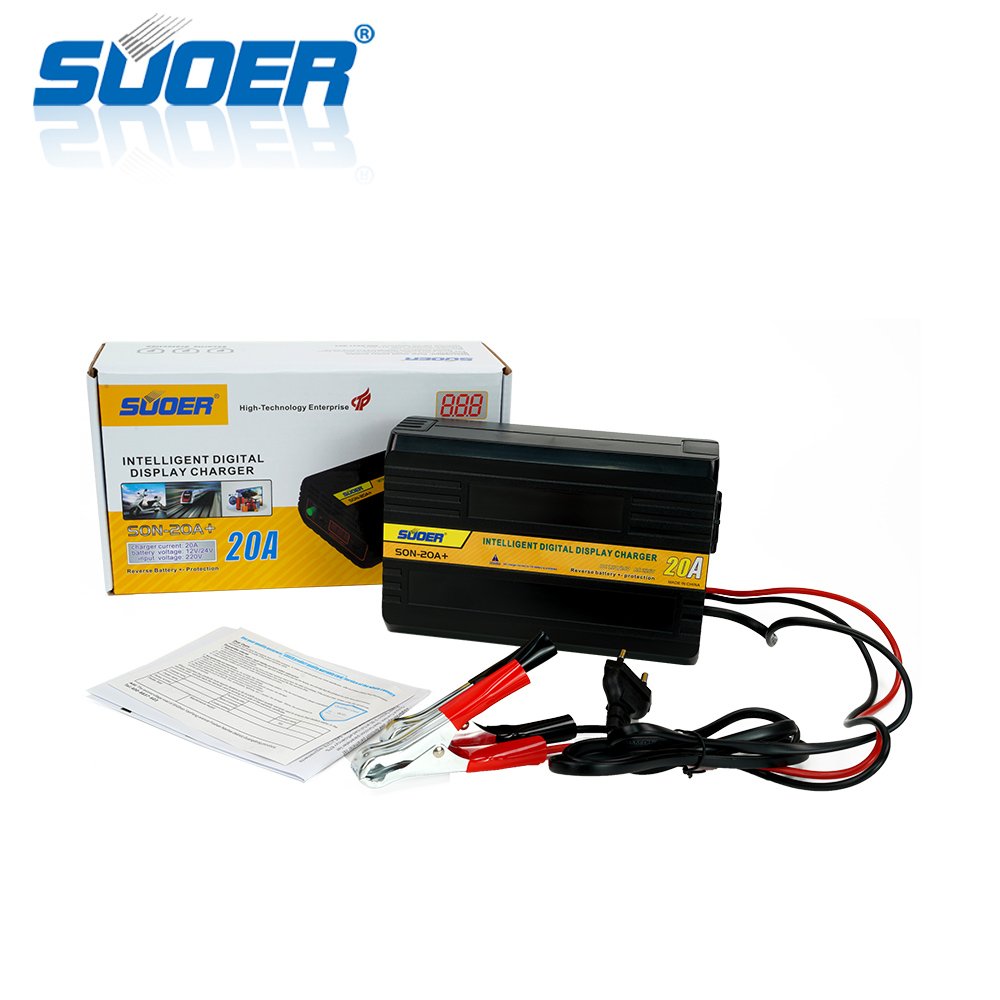 Suoer Digital Display 20A 12 Volt 24V auto smart solar battery charger