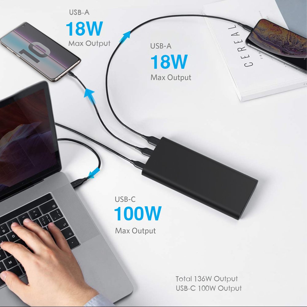 2023 PD POWER BANK 26800 mAh power bank 100w output portable charger power bank for laptop for iPhone fast charging