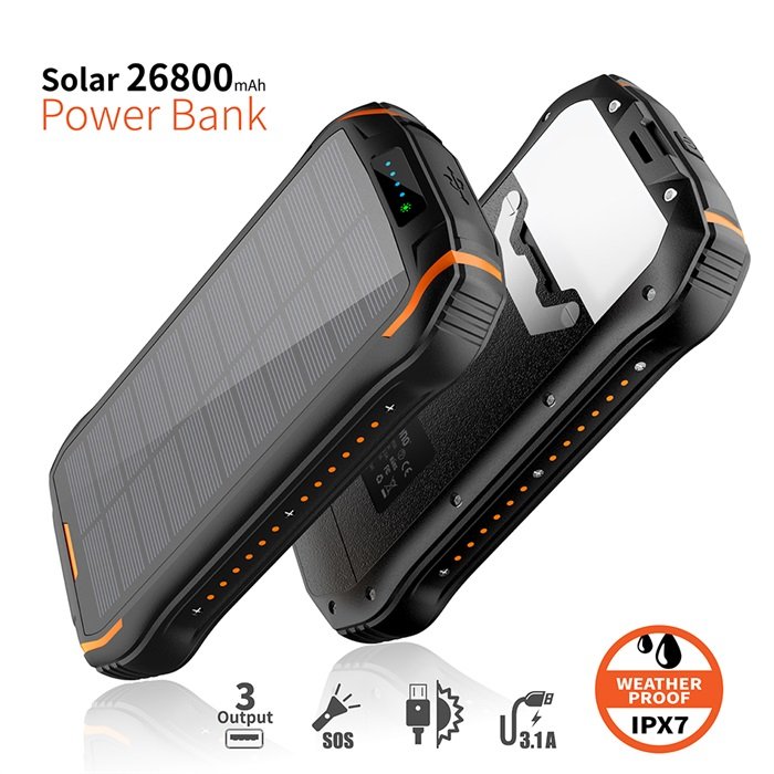 Emergency Use 26800mA Solar Mobile Charger Battery Solar Charger Power Bank with Dual USB