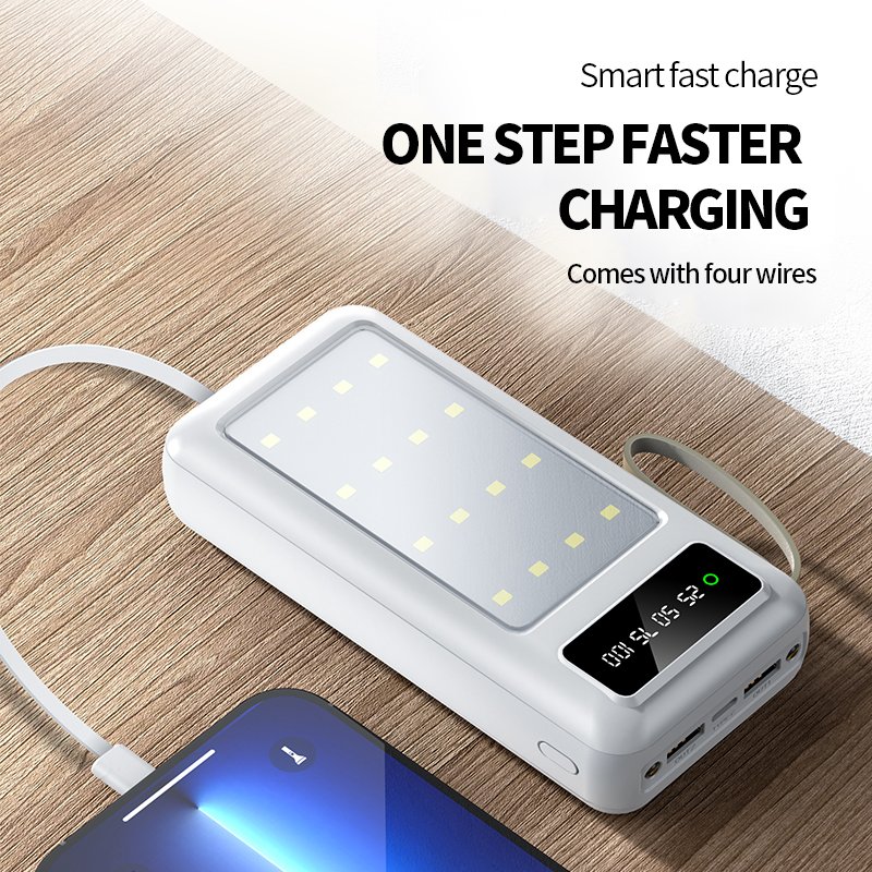 Y-110 Solar Charger 30000mah Solar Power Bank LED Digital Display Large Capacity 30000 powerbank With Own Cable Solo Energy