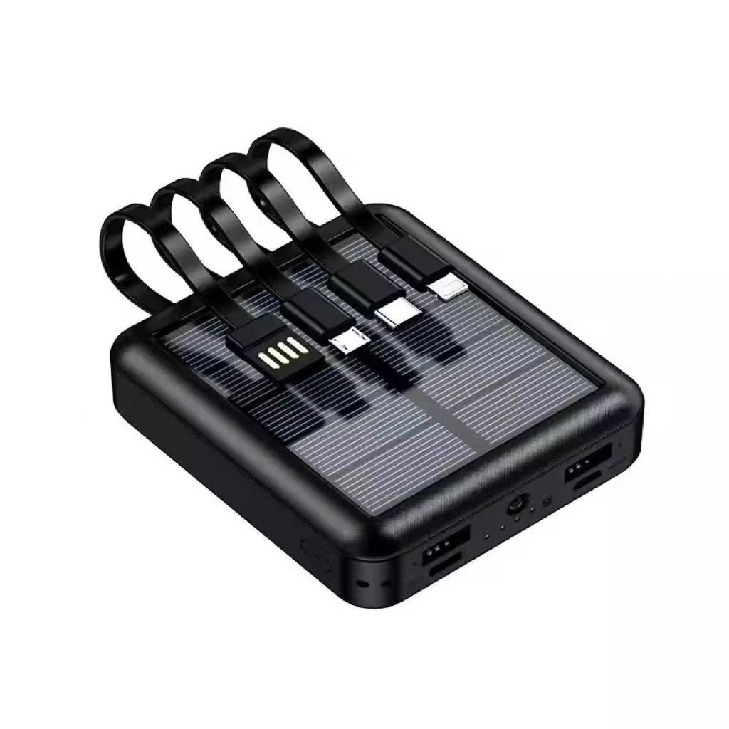 Hot Sale 4 cables Fast Solar charger Solar Mini Portable power bank 20000mAh With Led Light For Outdoor