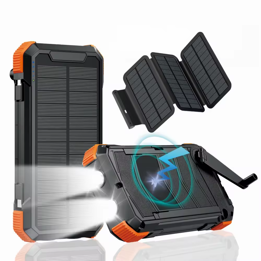 20000mAh 30000mAh Solar Power Bank With Cigarette Lighter And Flashlight Hand Crank Power Bank With Solar Panel Charging