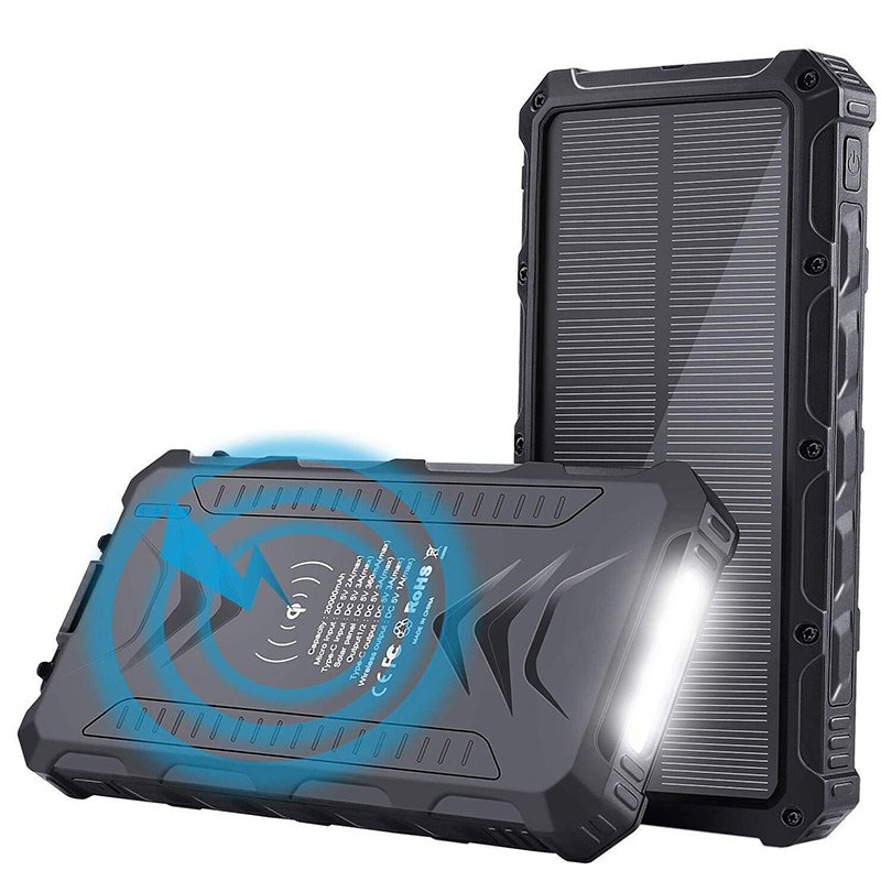 30000mAh Solar Power Bank, Waterproof Outdoor Solar Charger, Camping Led Flashlight Wireless Solar Power Bank