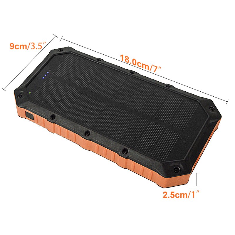 Solar Charger Triple Usb Port Powerbank with Led Light Solar Panel Charge for Travel And Camping Solar Power Bank 20000mah