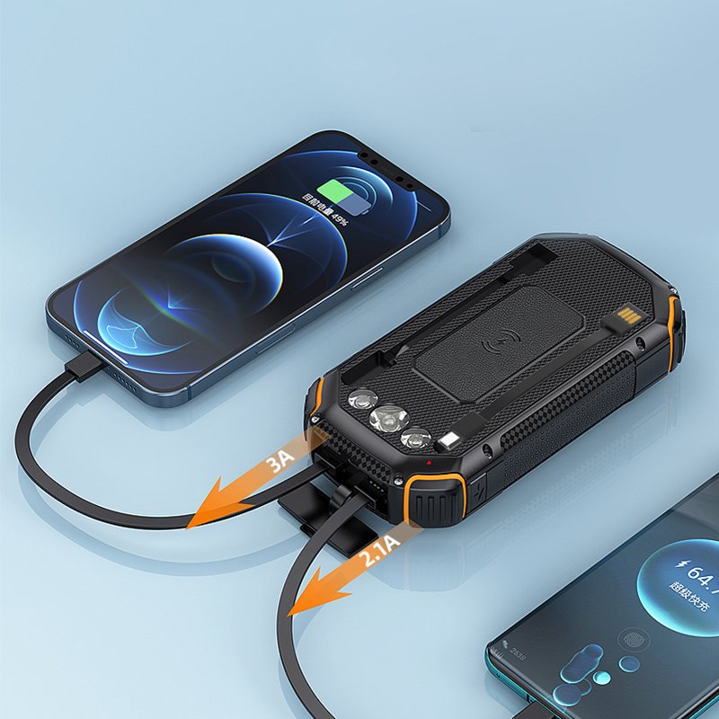 20000mAh Outdoor rugged External Battery Pack solar charger wireless charger solar power bank Waterproof with Flashlight