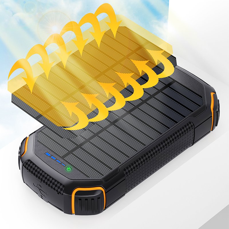 20000mAh Outdoor rugged External Battery Pack solar charger wireless charger solar power bank Waterproof with Flashlight