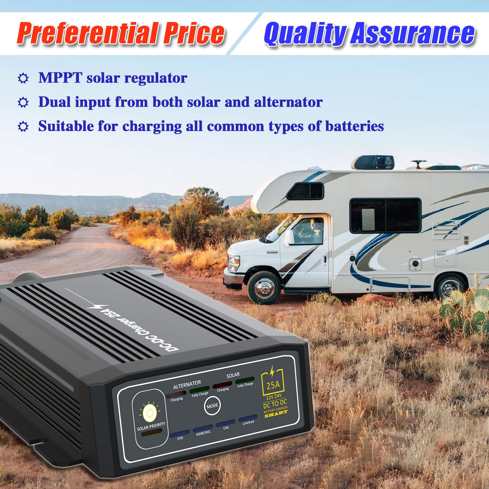 Best Selling Dcdc Battery Mppt Solar Car 25A Lifepo To Dc Charger 12V 40A