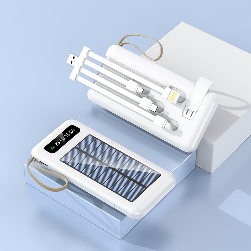 New Arrival Portable Charger Built In Cable Solar Power Bank 4 In 1 Power bank 10000 Mah Station For Outdoor
