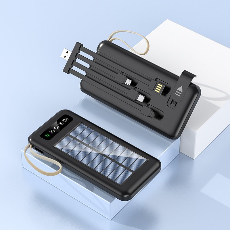 New Arrival Portable Charger Built In Cable Solar Power Bank 4 In 1 Power bank 10000 Mah Station For Outdoor