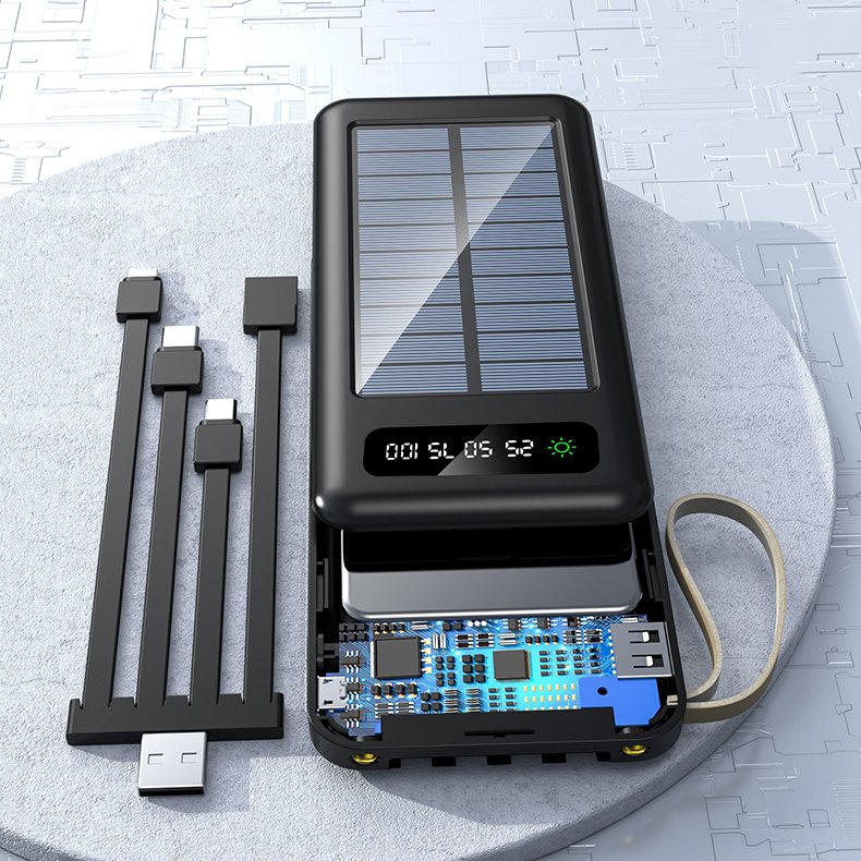 New Arrival Portable Charger Built In Cable Solar Power Bank 4 In 1 Power bank 10000 Mah Station For Outdoor
