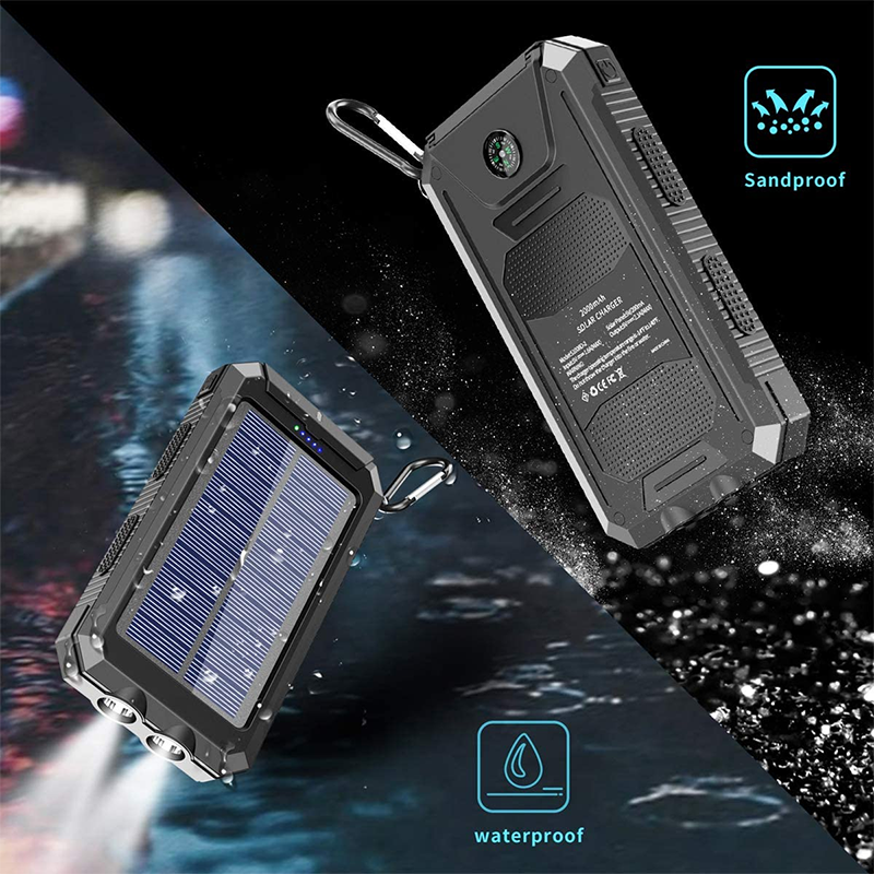 2024 Trend Products Outdoor Waterproof Solar Powerbank from 20000mah Powerful Power Bank Solar De Alta Capacidad