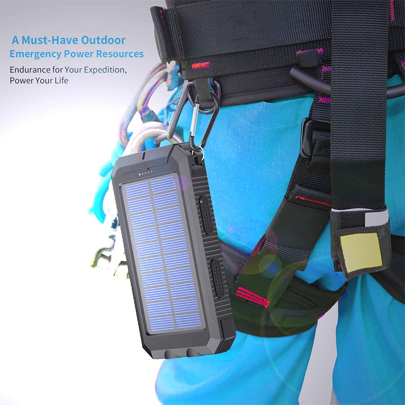 2024 Trend Products Outdoor Waterproof Solar Powerbank from 20000mah Powerful Power Bank Solar De Alta Capacidad