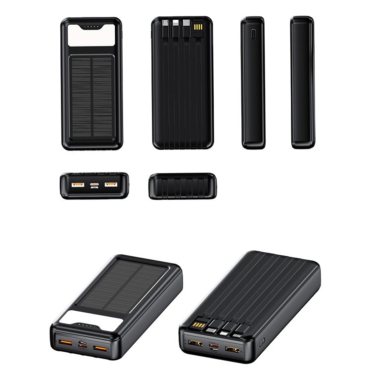 Portable Solaire Built In Cable Power Bank Solar 20000mah Backpack Custom Logo Emergency Rugged Power Banks Station