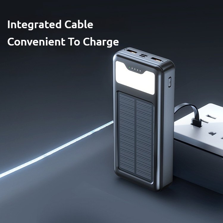 Portable Solaire Built In Cable Power Bank Solar 20000mah Backpack Custom Logo Emergency Rugged Power Banks Station