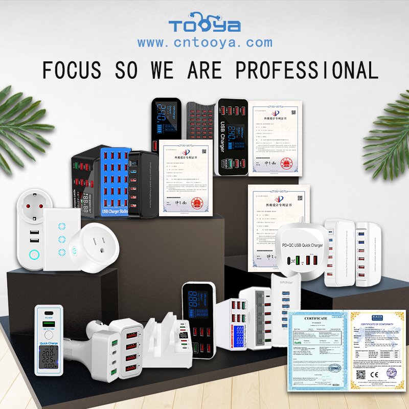 Tooya 8-port charger USB 5V/8A high current intelligent digital display USB compatible with a variety of devices 40W