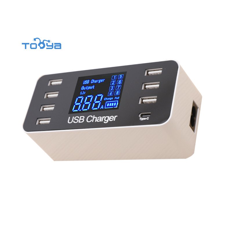 Tooya 8-port charger USB 5V/8A high current intelligent digital display USB compatible with a variety of devices 40W