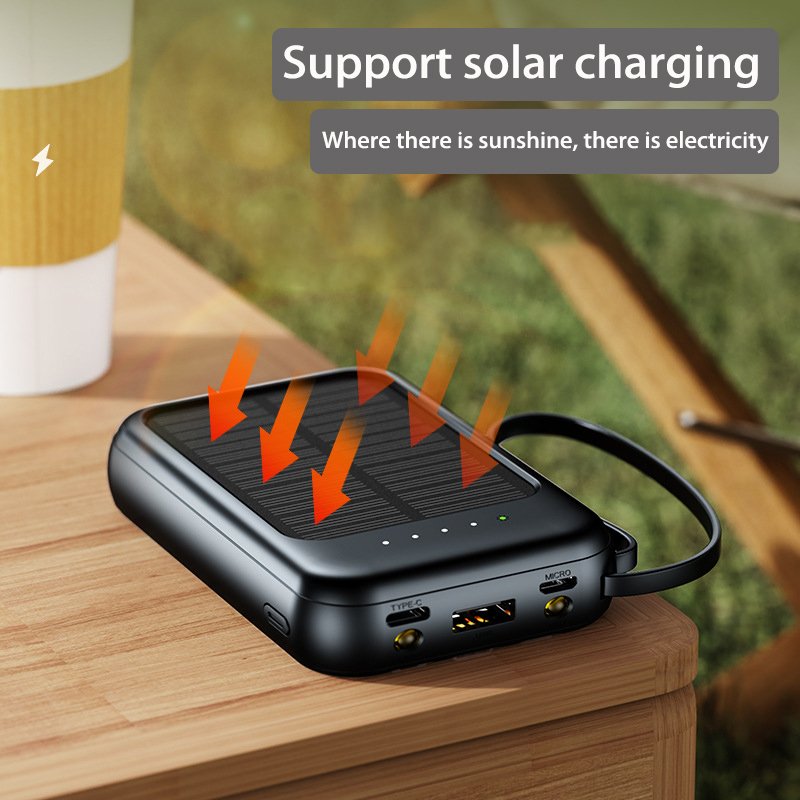Dot Solar Keychain Mini Power Bank Ultra Slim Phone Charger High Capacity Small Cloth Energy Haute Portable 10000mah Black White