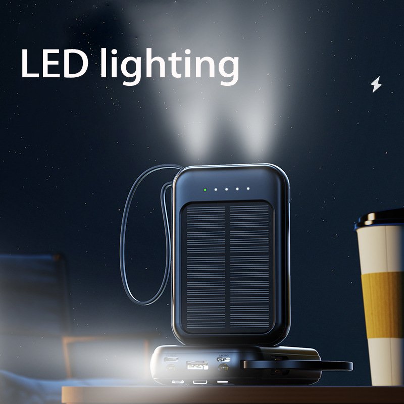 Dot Solar Keychain Mini Power Bank Ultra Slim Phone Charger High Capacity Small Cloth Energy Haute Portable 10000mah Black White