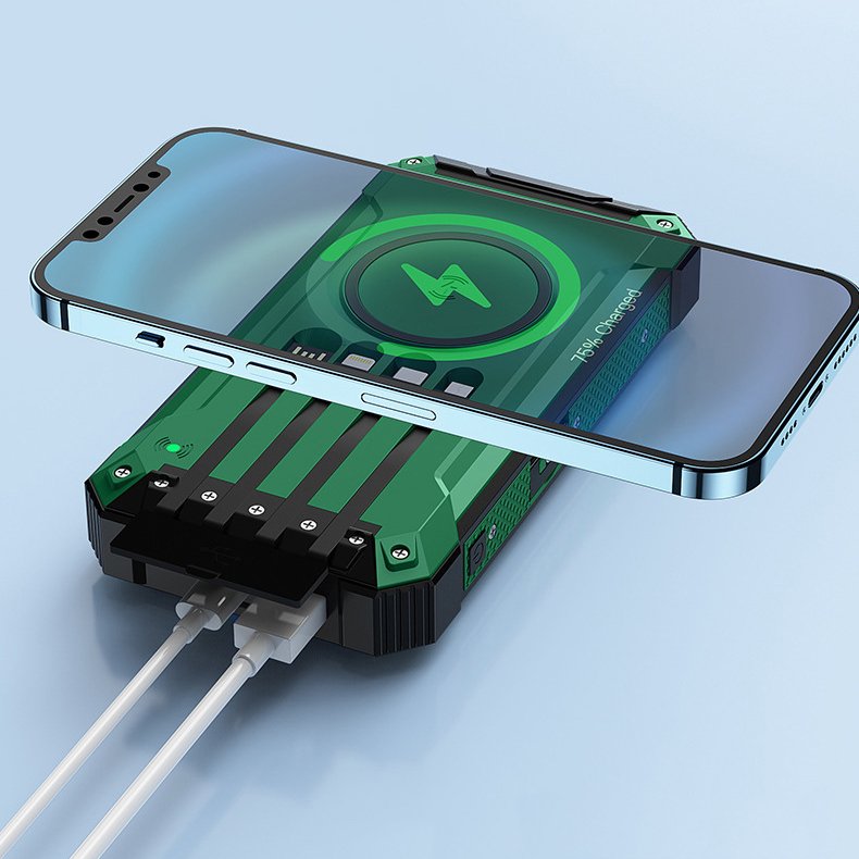 New arrival 2024 outdoor waterproof wireless mobile LED solar charger travel 20000mah power bank led solar power bank