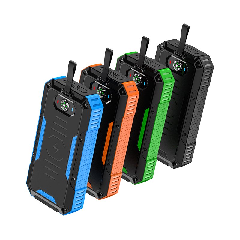 Solar Power Bank Waterproof 30000mAh Solar Charger USB Ports External Charger Powerbank with LED Light