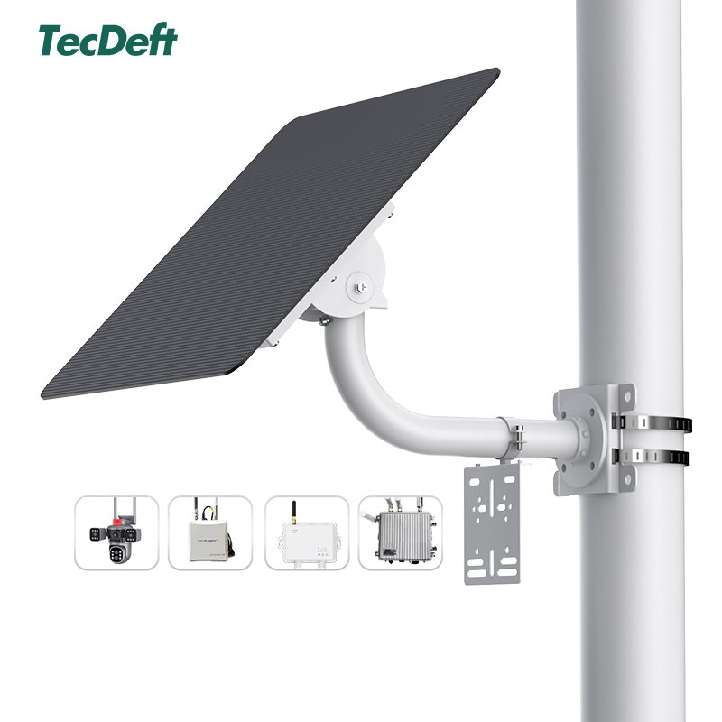 TecDeft Solar Charger Lithium Battery Included 20W 30W 40W Outdoor 4G WiFi Surveillance Security Camera Solar Panel