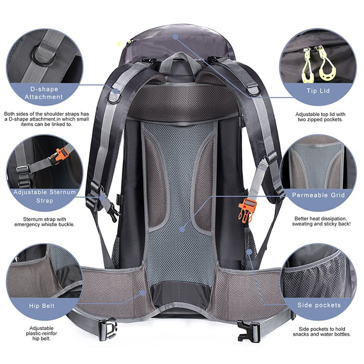 Slocable custom wholesale stylish cheap price 70L zipper solar panel bag solar charger backpack for travel camping