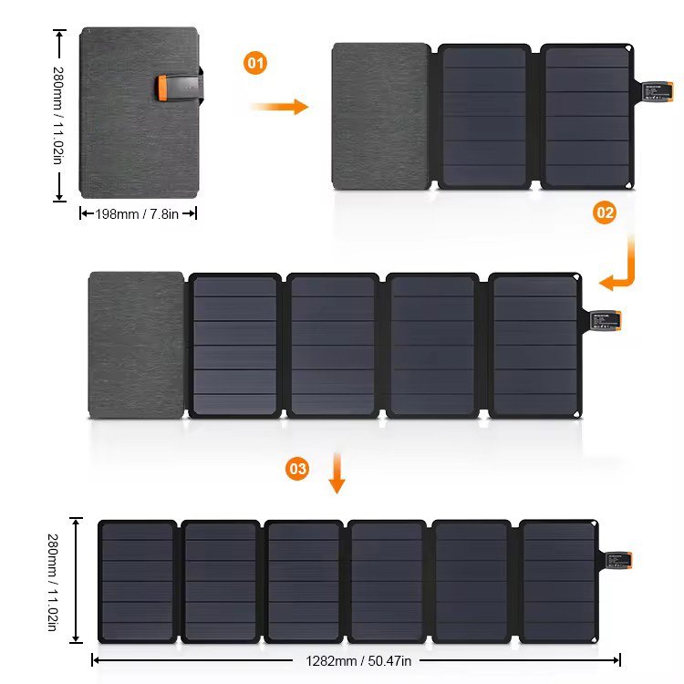 Portable 56W mono folding solar panels foldable solar charger for mobile phone battery power bank