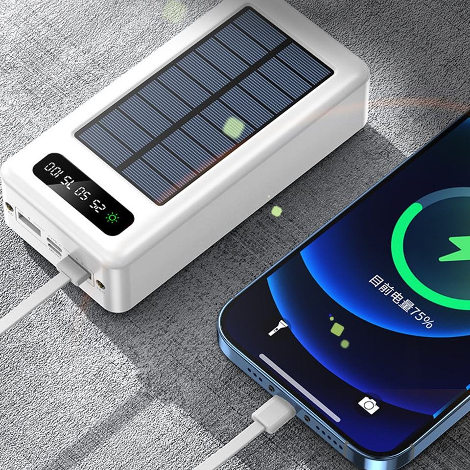 100% Factory Price 20000Mah Power Bank Big Capacity Portable 30000mAh 50000MAH Solar Power Charger With Detachable For Phone