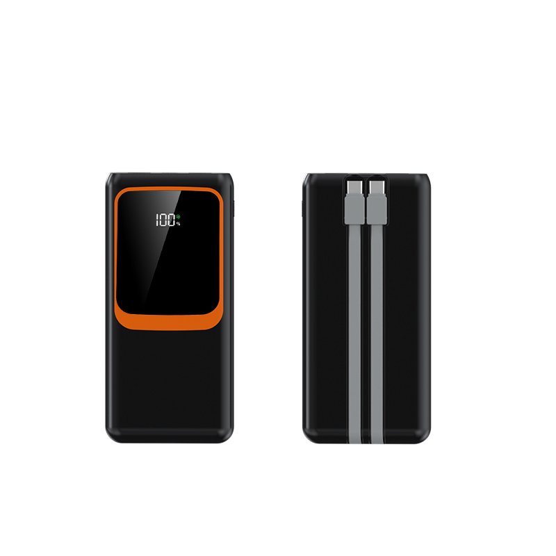 High Capacity Electronics Gifts Powerbank 10000mah Led Light Large Window Built-in Cable Quick Charging Lanyard Powerbank