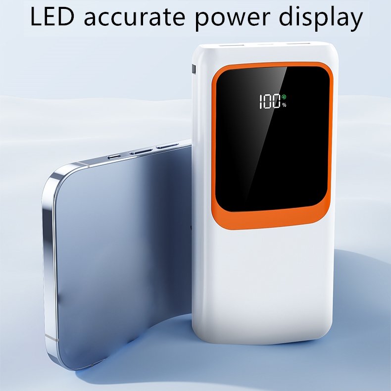 High Capacity Electronics Gifts Powerbank 10000mah Led Light Large Window Built-in Cable Quick Charging Lanyard Powerbank