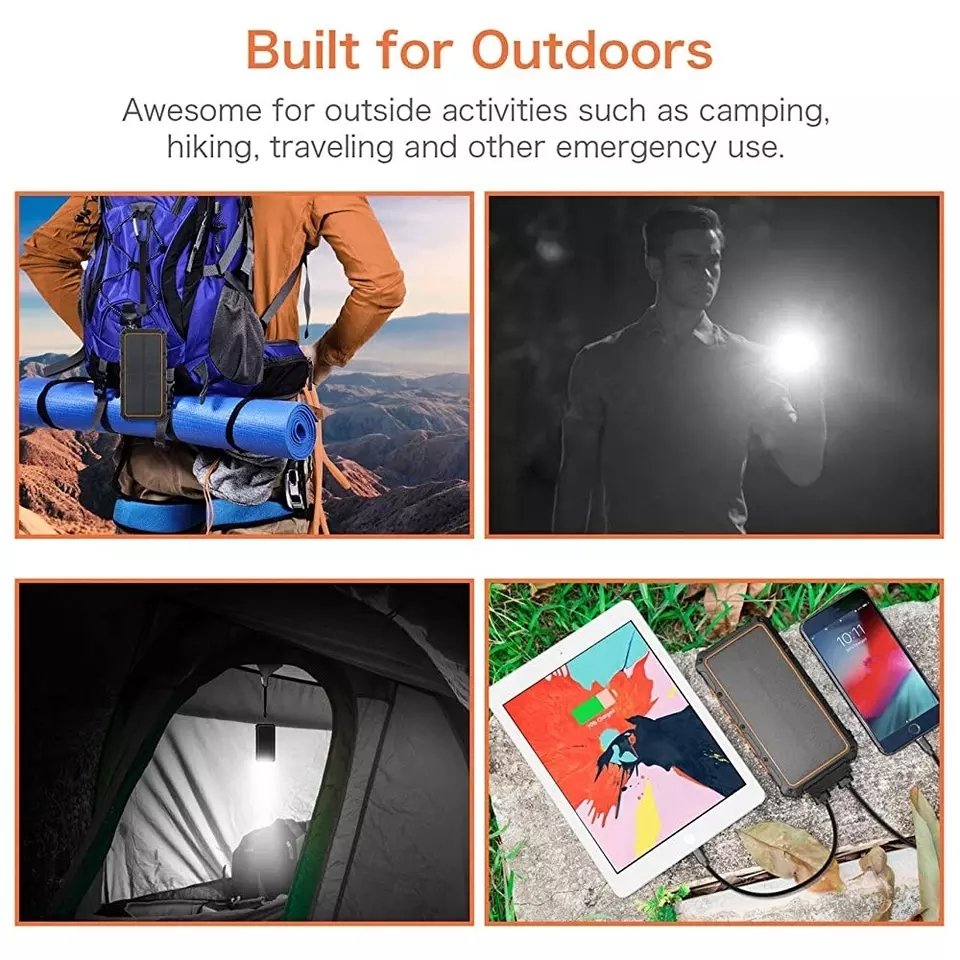 Portable solar charger 30000mah solar power bank with wireless charging 30000 mah