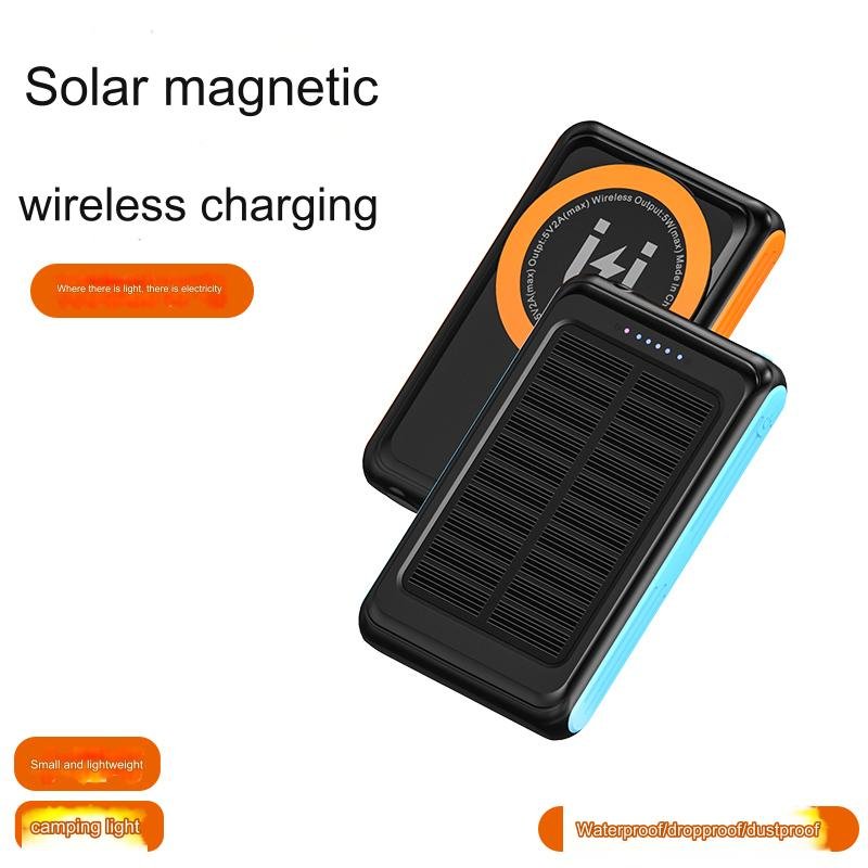 Solar Power Bank Wireless Magnetic Mini Power Bank New Solar 5000mah External Battery 2 Usb Led Charger Portable Mobile Phone