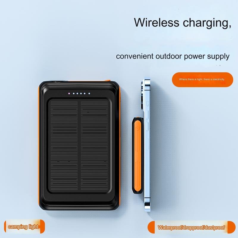 Solar Power Bank Wireless Magnetic Mini Power Bank New Solar 5000mah External Battery 2 Usb Led Charger Portable Mobile Phone