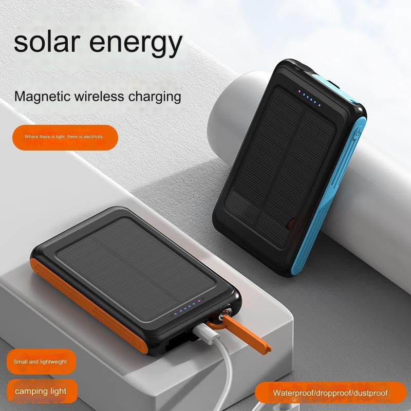 Solar Power Bank Wireless Magnetic Mini Power Bank New Solar 5000mah External Battery 2 Usb Led Charger Portable Mobile Phone