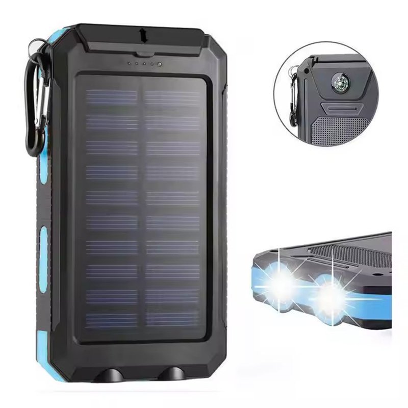 Outdoor Camping Waterproof Portable Solar Power Bank With LED Light 10000mAh Buckle Fast Charge For phone