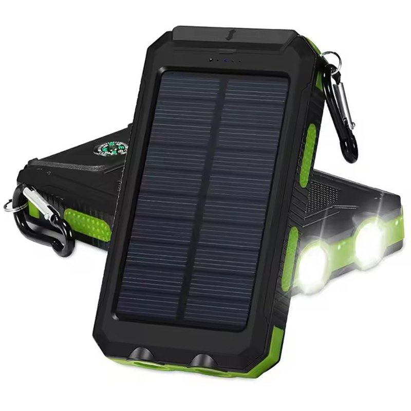 Outdoor Camping Waterproof Portable Solar Power Bank With LED Light 10000mAh Buckle Fast Charge For phone