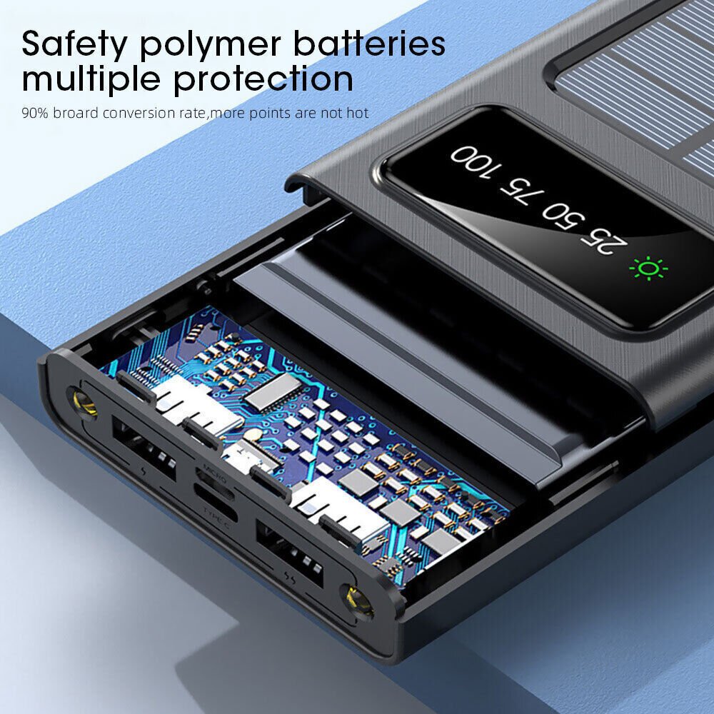 new products 2024 Factory Solar Power Bank 20000mAh Solar Power Banks Double LED Torches Comes with 4 wires Powerbank 30000mah