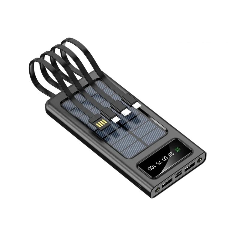 new products 2024 Factory Solar Power Bank 20000mAh Solar Power Banks Double LED Torches Comes with 4 wires Powerbank 30000mah