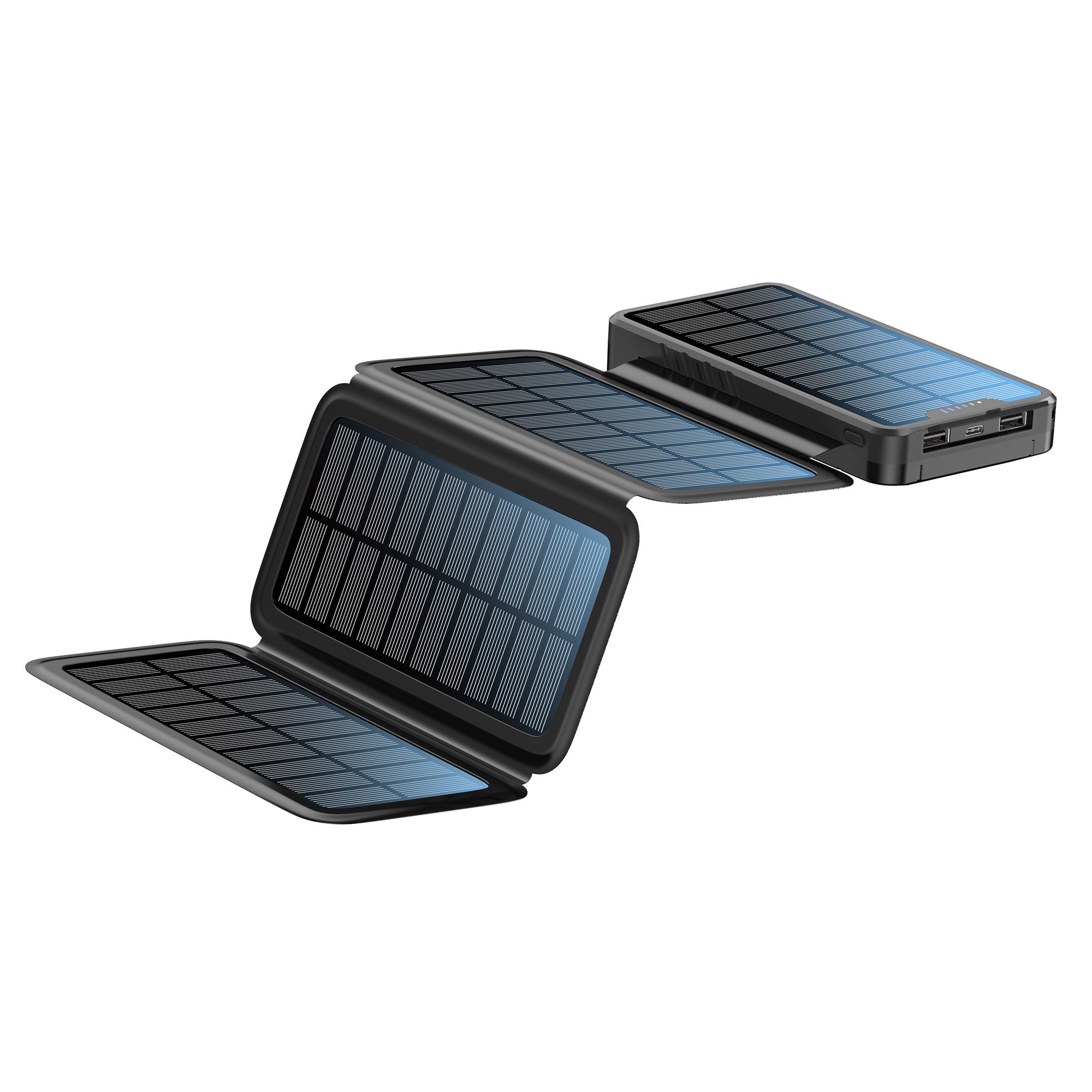 2024 Best Seller Outdoor Camping Solar Phone Charger 20000mAh Portable Large Capacity With 4 Foldable Solar Panels Power Bank