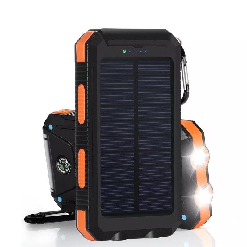IP67 IPX6 Solar charger waterproof With Compass And LED light power bank 20000mah Waterproof Solar Power Bank