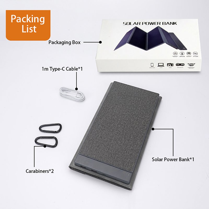 High Quality 24000mAh Folding Solar Panel Power Bank dual fast charge PD65 24w Solar Panel battery pack charger for camping