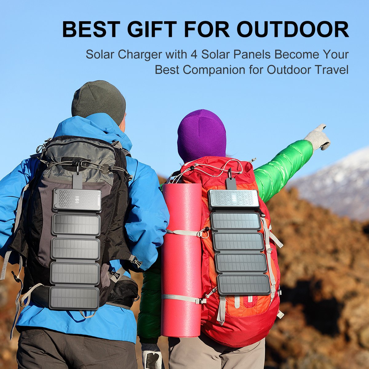 Portable solar charger/ panel powerbank 20000mah solar power bank