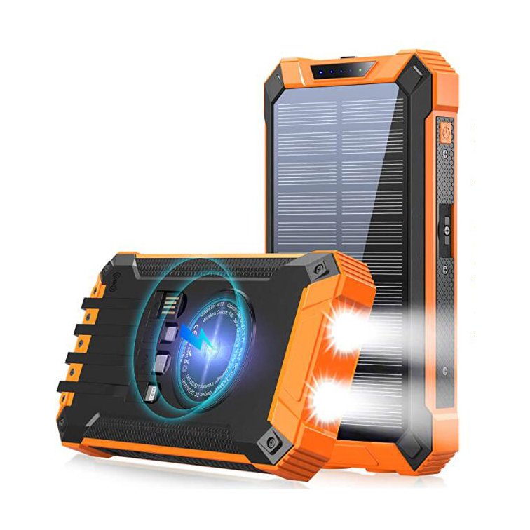 High quality 20000mah solar power bank with 4 USB outputs with shock and water protection