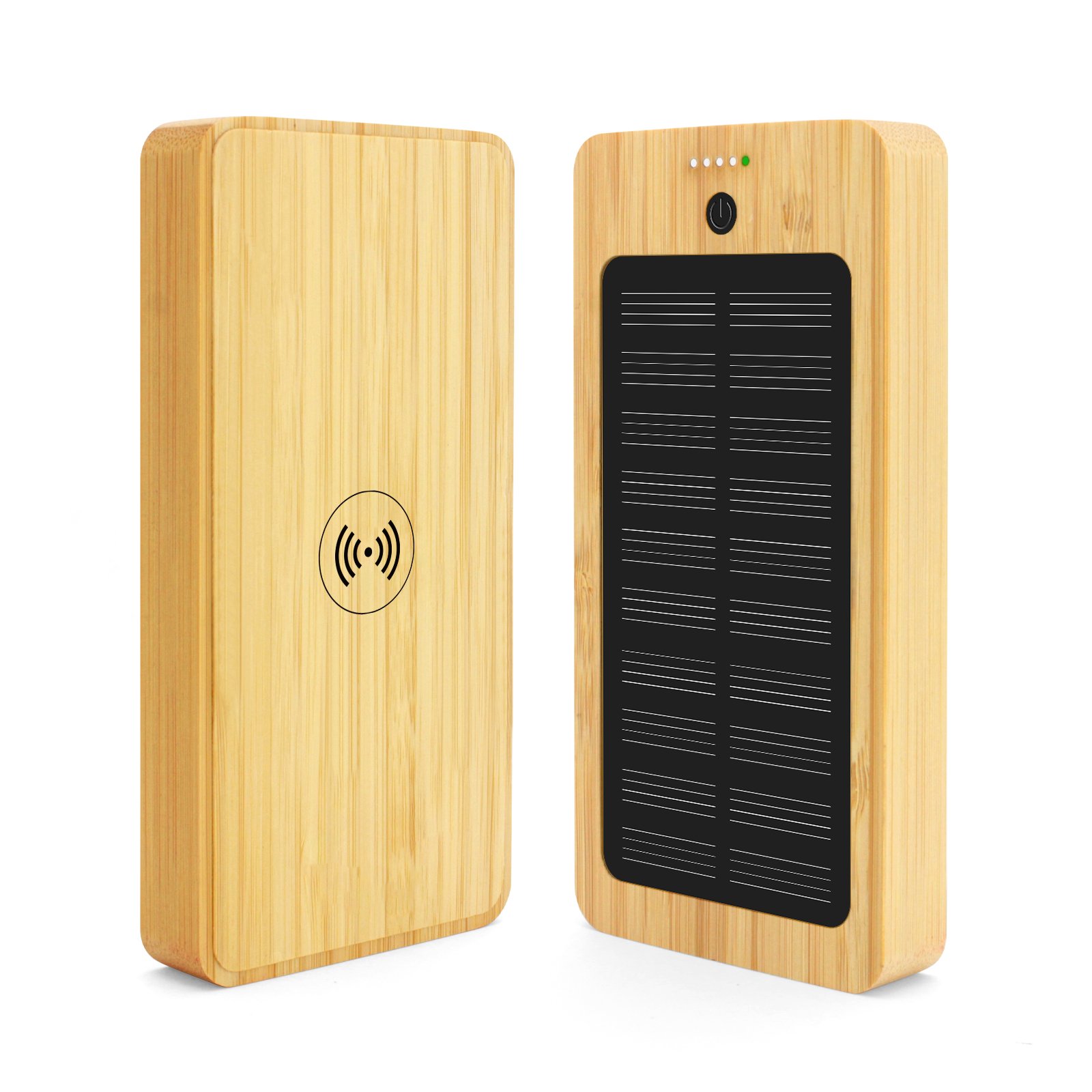 New Fashion Trending Electronic Gadgets Bamboo Wood Cover Solar Charger Power Bank 10000mAh Portable Wireless Charger Station