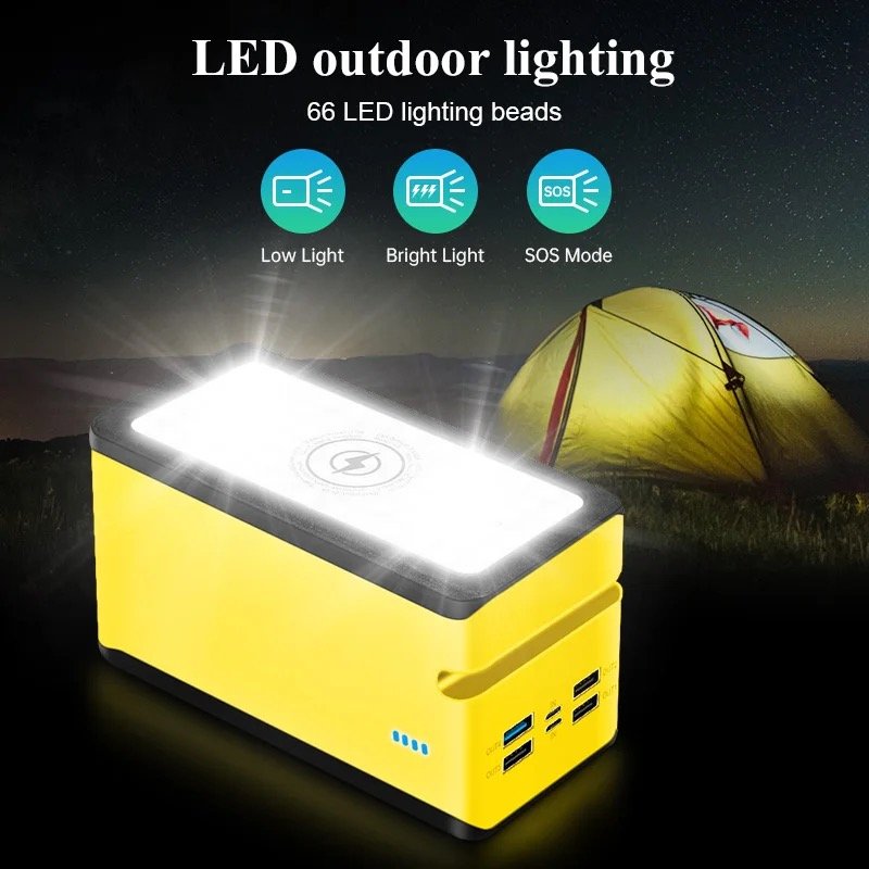 Waterproof large capacity 100000MAh solar charger Outdoor camping 4USB interface multi-functional charging bank