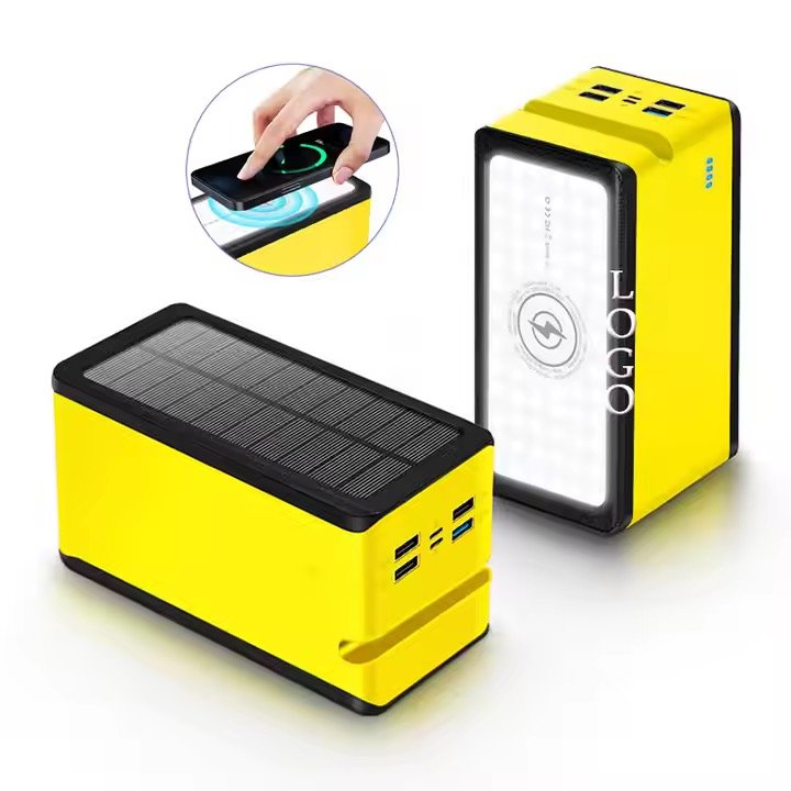 Waterproof large capacity 100000MAh solar charger Outdoor camping 4USB interface multi-functional charging bank