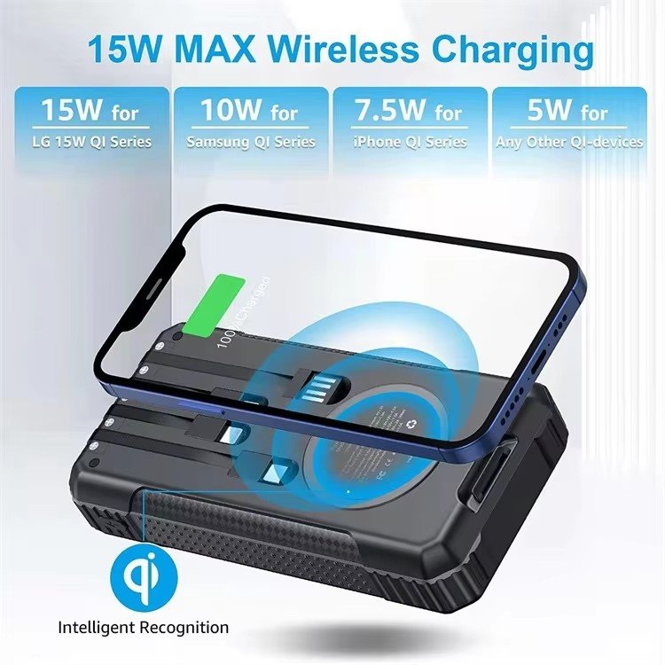 Portable Magnetic Battery Pack Travel Power Station 33800mah Wireless Charger Magnetic Power Bank with Cable Solar Power Bank