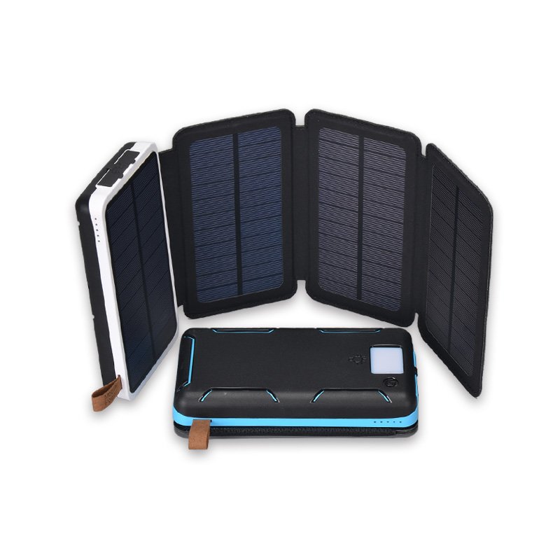 Foldable Solar Panel Power Bank 20000mAh Outdoor Hiking Waterproof Powerbank Portable Solar Charger