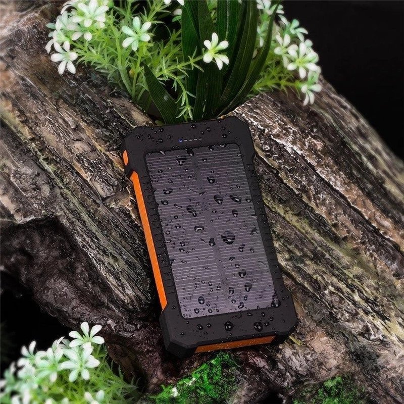 2022 Top Sell Solar Power Bank Waterproof 20000mAh Solar Charger 2 USB Ports External Battery Charger Phone Poverbank with Light