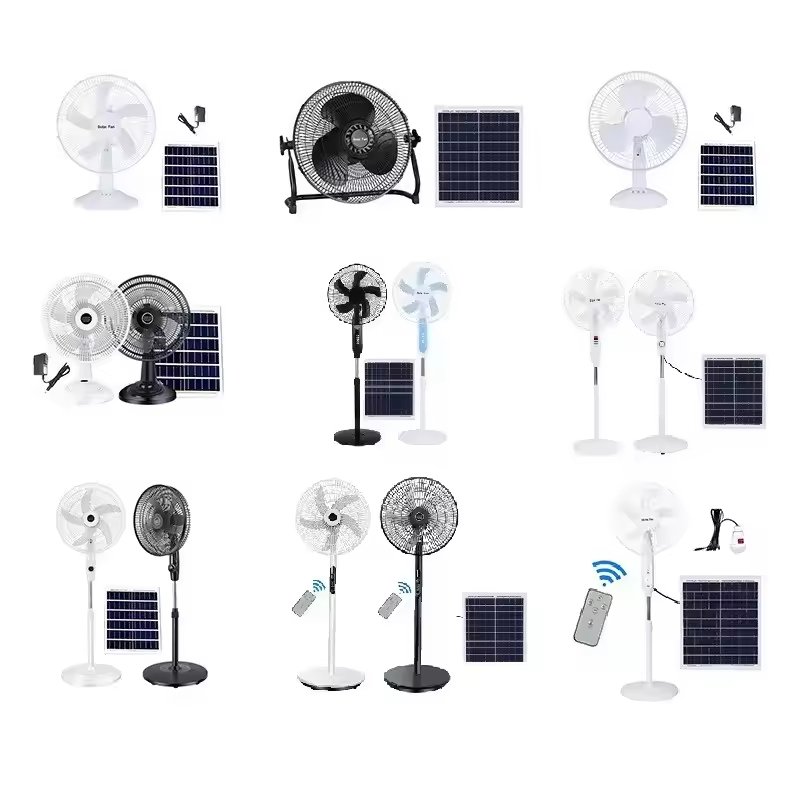 Wholesale Solar Powered Fan 16inch 12w Lithium Battery home With Panel Home Adapter Charging